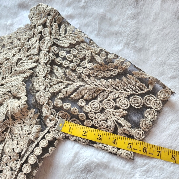 Beautiful Glitter Embroidered floral pattern see-through mesh top skirt S-M - Picture 3 of 6